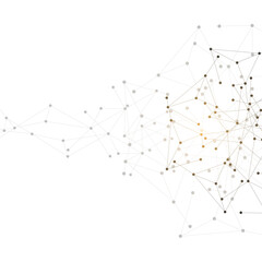 Poster - Vector illustration of minimalistic design with connecting the dots and lines. Abstract geometric background of science and technology concept