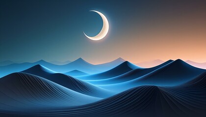 Wall Mural - landscape with stars.  Majestic mountains outlined against a starry sky, with gentle moonlight highlighting