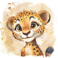  Cute tiger cub in the style of simplistic watercolor