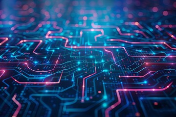 Poster - Detailed view of a computer circuit board showing intricate pathways and components