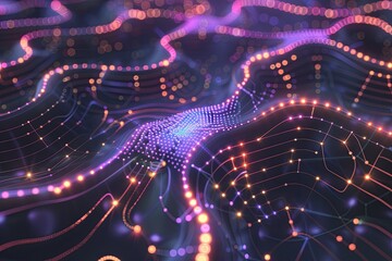 Poster - A computer-generated image featuring interconnected lines and dots forming a intricate pattern