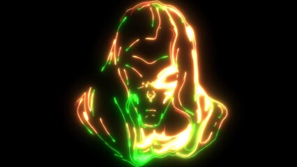 Wall Mural - neon animation of Alien head