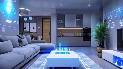 smart house device illustration with app icons