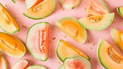Wall Mural - Fresh Melon Pieces Delicately Stacked into a Delectable Arrangement