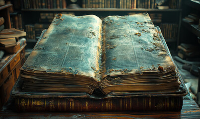 Open Book on Wooden Table