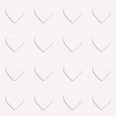 Wall Mural - Emboss neumorphism background with hearts.Love background in white color for valentine, wedding, paper, print and others.Graphic vector wallpaper pattern.