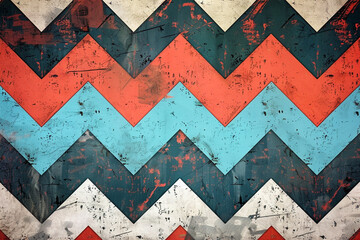Wall Mural - Symmetrical display of bold chevron designs against a backdrop of chevrons.