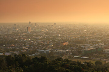 Wall Mural - Scenery of Songkhla city on top of Khao Kho Hong viewpoint Songkhla Province, Thailand 