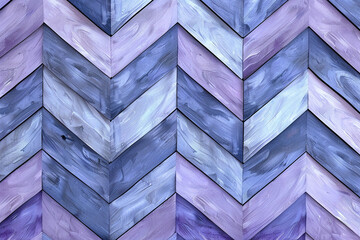 Wall Mural - A symmetrical arrangement of lavender and steel blue chevron motifs forming an elegant seamless pattern.
