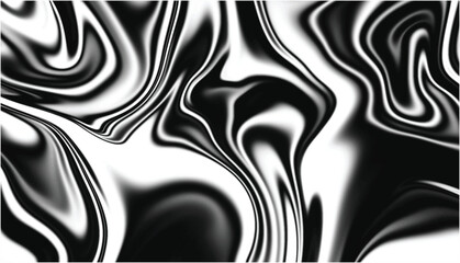 Poster - Abstract flowing liquid curve line. Silver black metallic. Modern fluid background. Beautiful Marbling liquify. Black and silver background