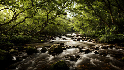 Poster - river in the forest