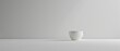 © Starkreal - Minimalist image of a white coffee cup on a plain table, clean lines and ample negative space, perfect for text overlay