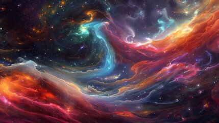 Wall Mural - A colorful galaxy with a blue and green star in the middle generated by AI