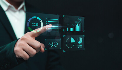Wall Mural - business analytics tools charts and graphs with statistics to analyze business potential and forecas