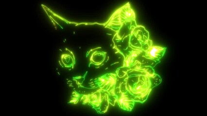 Poster - neon animation of cat head