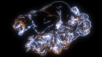 Poster - neon animation of feline cougar.