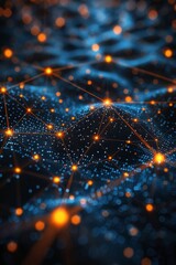 Poster - Detailed view of a three-dimensional holographic display illustrating the intricate web of connections within a worldwide logistics network