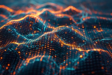 Poster - An up-close view of a  holographic display featuring an intricate network of global trade routes and connecting points.