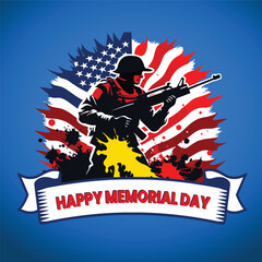 American Happy Memorial Day vector art illustration social media banner greetings card advertisement poster template background