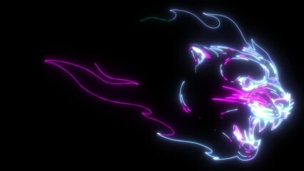 Poster - neon animation of fire Cougar