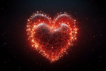 Wall Mural - An abstract representation of a human heart amidst glowing networks