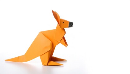 Wall Mural - Animal concept origami isolated on white background of an Australian Eastern grey kangaroo - Macropus giganteus , with copy space, simple starter craft for kids