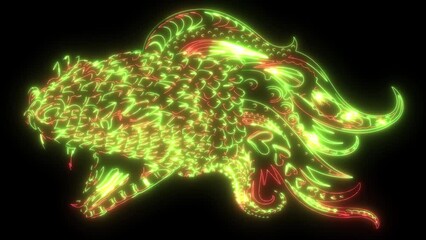 Sticker - neon animation of snake head hand