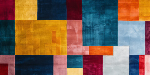 Wall Mural - A colorful rug with squares of different colors