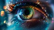 © Natawut - An augmented reality image of a human eye illuminated with colorful lights in the future