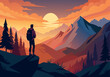© GMZ - A man is standing on a mountain top, looking out at the sunset