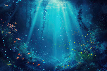 Wall Mural - a dark blue night sky filled with glowing stars background