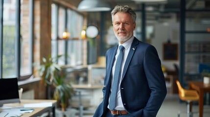 confident mature businessman midaged professional manager executive portrait in office photography