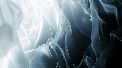 Wall Mural - ethereal gradient white blue and black abstract background glowing light large banner size digital illustration