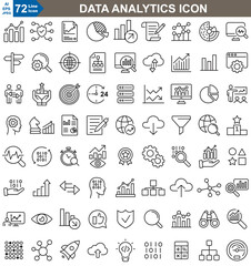 Wall Mural - a vector icon set for data analytics, featuring charts, graphs, and statistical tools for profession