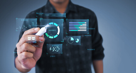 Wall Mural - business analytics tools charts and graphs with statistics to analyze business potential and forecas