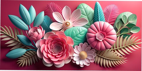 Wall Mural - bouquet of flowers flower, texture, 3D, graphics, design, wallpaper, desktop wallpaper, abstraction, cubes, rectangles, shapes, shapes, vivid images, minimalism, maximalism, graphics
