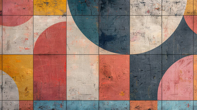 Colorful retro background with abstract geometric
