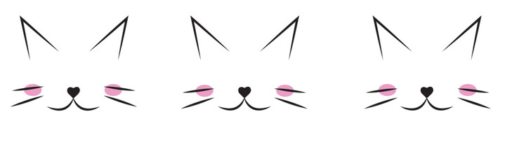 Cats head vector illustration cute animal funny decorative characters feline domestic trendy pet drawn