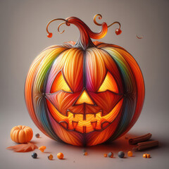 3d Carved halloween jack o lantern pumpkin