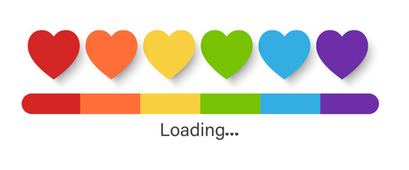 Aufkleber - A rainbow of hearts loading bar. Pride month LGBT. Symbol of pride month. Lesbian Gay Bisexual Transgender. Element for Social post, banner and poster. Vector Illustration.