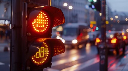 Aufkleber - Close-up of a traffic light with a countdown timer for pedestrians, showing seconds left to cross.