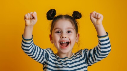 Canvas Print - A Cheerful Young Girl Celebrating