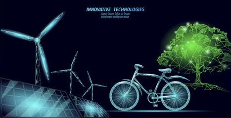 Wall Mural -  Outdoor sport activity eco friendly bike. City landscape urban polygonal poster vector illustration