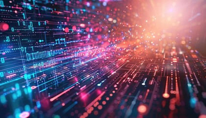 Wall Mural - a colorful, glowing, and abstract image of a space with many dots by ai generated image
