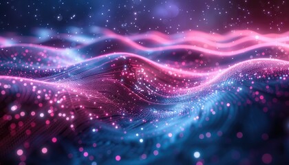Wall Mural - a colorful, glowing, and abstract image of a space with many dots by ai generated image