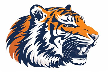 Wall Mural - Orange tiger vector animal logo on white background
