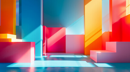 Wall Mural - Abstract colorful geometric background. 3d rendering, 3d illustration.