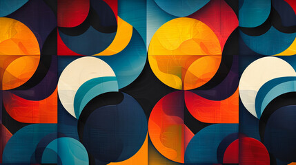 Aufkleber - abstract background with colorful geometric shapes in retro style, vector illustration