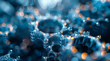 Poster - 3d illustration of crown over blue background with bokeh effect