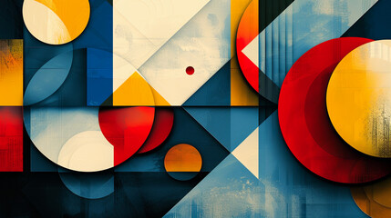 Aufkleber - Abstract geometric background with circles and lines in blue, red and yellow colors